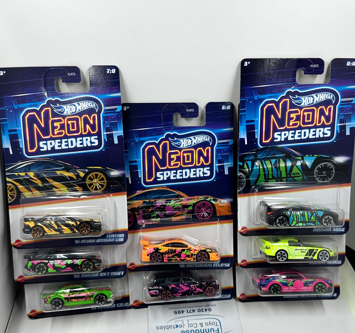Hot Wheels New 2024 NEON SPEEDERS JDM NIGHTLIFE COMPLETE SET x 8 Funhouse Toys & Collectables