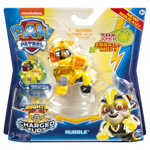 Paw Patrol Rubble Mighty Pups Charged Up Figure Nickelodeon