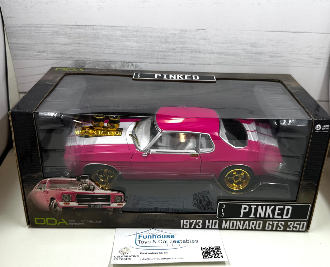 DDA ~ CHASE EDITION HOLDEN 1973 Pink/White HQ  Monaro 2 Door Diecast 1:24 Scale*