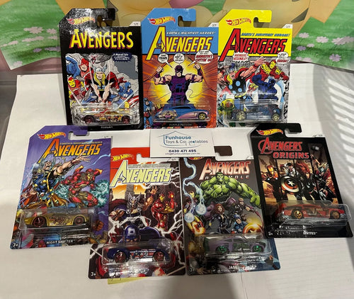 Hot Wheels set of 7 Avengers MATTEL MINT SET 2017