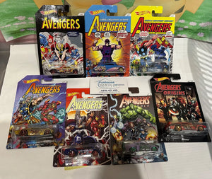 Hot Wheels set of 7 Avengers MATTEL MINT SET 2017