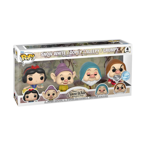 Snow White (1937) - Snow White, Dopey, Sleepy, Grumpy Exclusive Diamond Glitter Pop! 4-Pack