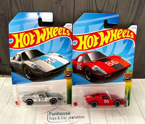 Hot Wheels Mainline Porsche Lot of 2 904 Carrera Gts Hw Exotics 1/10 Red & Silver