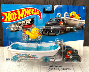 2024 Hot Wheels Super Rigs Scrubba Dub Driver Truck with Duck N’ Roll Car