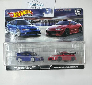 HOT WHEELS PREMIUM 2 PACK MITSUBISHI LANCER EVOLUTION VI  95 MITSUBISHI ECLIPOSE *