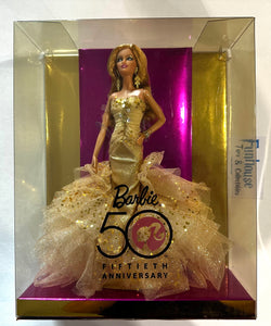 50th Anniversary Barbie Doll 2008 Gold Gown Mattel Robert Best Design