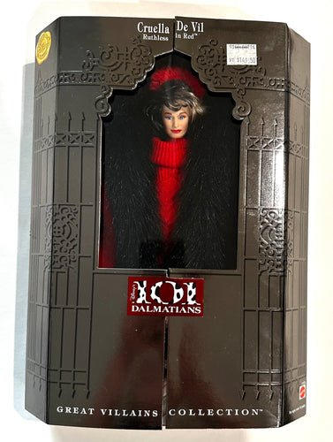 MATTEL 1997 Cruella De Vil Ruthless in Red 101 Dalmatians Great Villains Doll