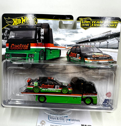 HOT WHEELS PREMIUM TEAM TRANSPORT ~ CASTROL HONDA ACCORD & FLEET STREET