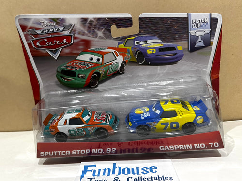 Disney Pixar Cars - Sputter Stop No:92 & Gasprin No:70 Official Piston cup 2013 *