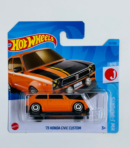 Hot Wheels '73 Honda Civic Custom Orange J-imports 8/10 Mainline 117/250
