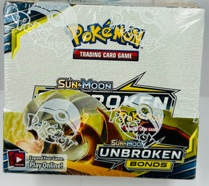 Pokemon SUN & MOON UNBROKEN BONDS Booster Box Factory Sealed 36 Packs inside NEW