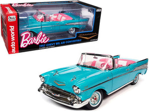 1957 Chevy Bel Air Convertible Car Barbie Blue Model By Auto World