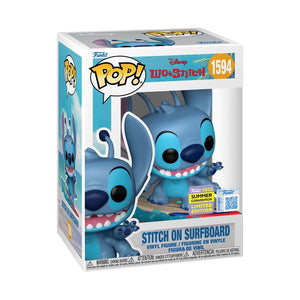 Lilo & Stitch - Stitch on Surfboard SDCC 2025 Exclusive Pop! Vinyl! 1594.2025 Summer Convention sticker on the box.