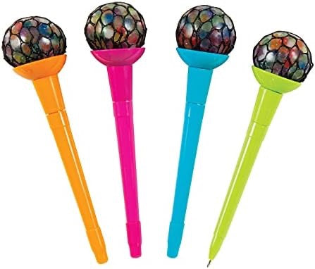 RAINBOW MESH Boba Ball Pen FIDGET SQUEEZY TOP