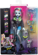 *Monster High Frankie Stein Doll in Denim Jacket, Includes Pet Dog Watzie