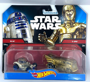 Hot Wheels Mattel 2 Car Set Disney Star Wars, R2-D2 & C-3PO 1:64 GOLD KOMBI 2014