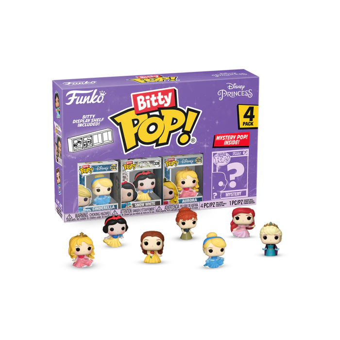 Disney Princess - Cinderella, Snow White, Aurora & Mystery Bitty Pop! Vinyl Figure 4-Pack