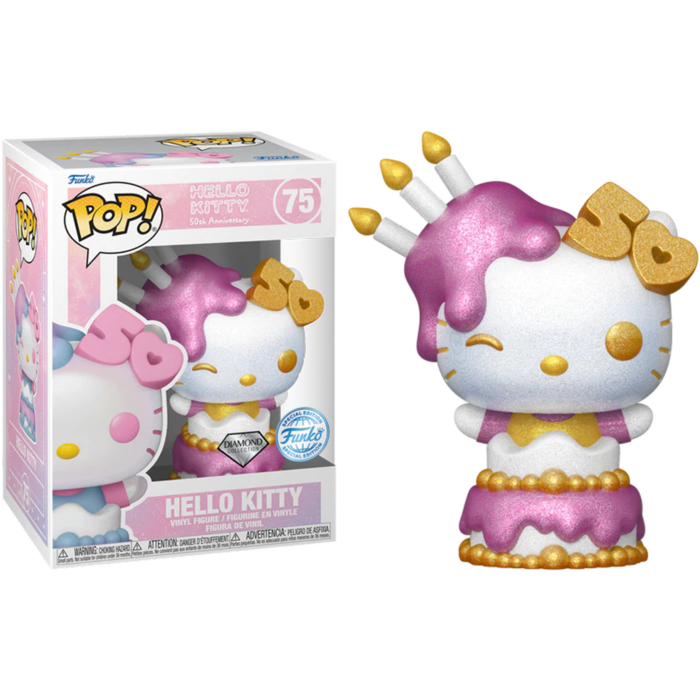 Hello Kitty: 50th Anniversary - Hello Kitty (In Cake) Diamond Glitter Pop Vinyl ! 75