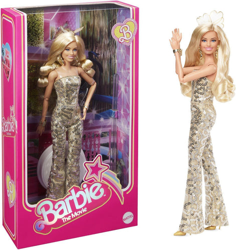 Barbie The Movie Collectible Doll Margot Robbie in Gold Sequined Disco Jumpsuit