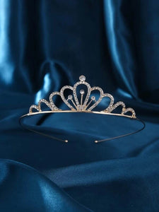 Rhinestone Crown Headband in Gold Colour