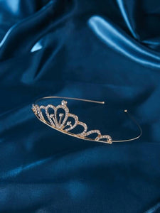 Rhinestone Crown Headband in Gold Colour