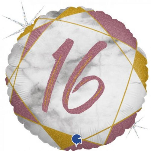 Grabo Foil Round 45cm #16 Rose Gold Marble Glitter Balloon