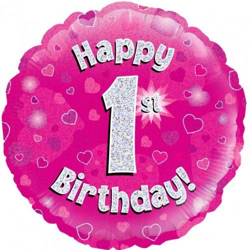 Happy 1st Birthday Pink Holographic
