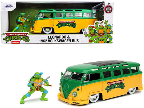 1:24 LEONARDO W/ 1962 VOLKSWAGEN BUS TEENAGE MUTANT NINJA TURTLES JADA VW KOMBI