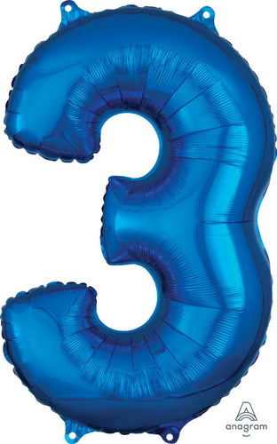 Blue Number 3 Anagram Foil 66cm (26