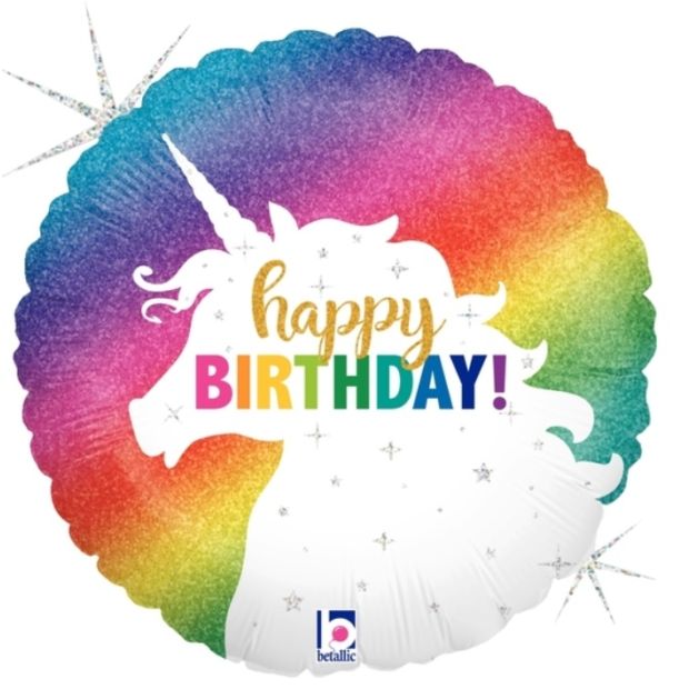 Glitter Unicorn Happy Birthday Foil Balloon