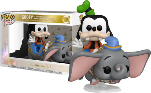 Walt Disney World: 50th Anniversary - Goofy with Dumbo The Flying Elephant Attraction Pop Rides Vinyl!105