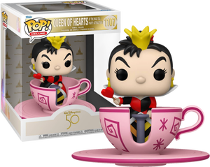 Walt Disney World: 50th Anniversary - Queen of Hearts with Mad Tea Party Teacup Attraction Pop Rides Vinyl! 1107