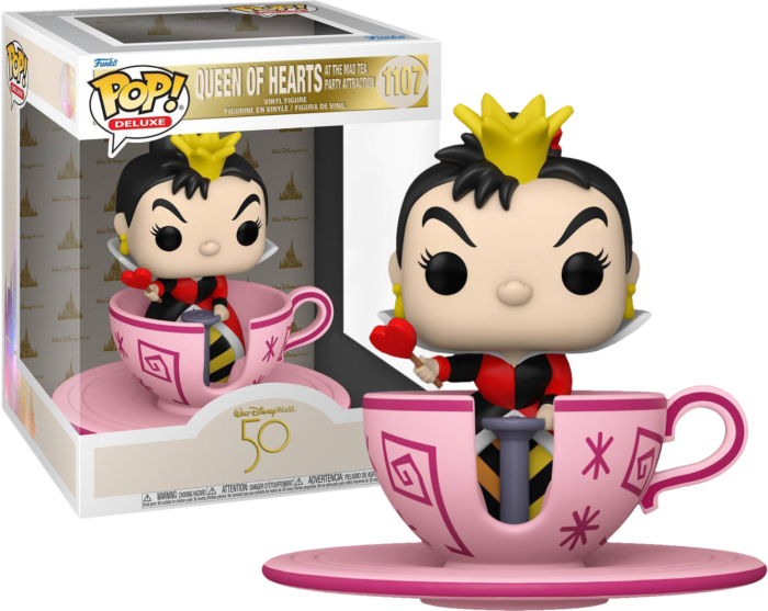 Walt Disney World: 50th Anniversary - Queen of Hearts with Mad Tea Party Teacup Attraction Pop Rides Vinyl! 1107
