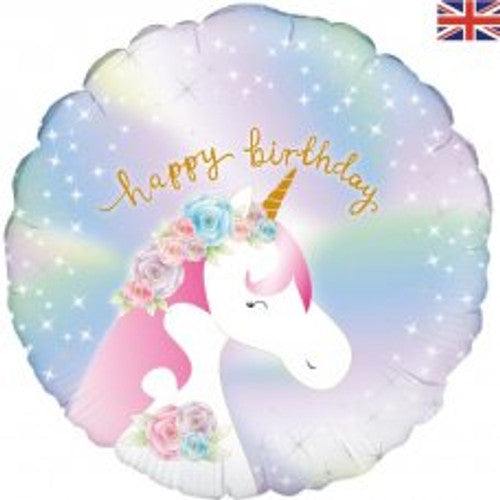 HAPPY BIRTHDAY PASTEL UNICORN IRIDESCENT FOIL BALLOON