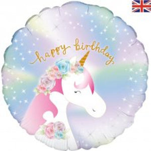 HAPPY BIRTHDAY PASTEL UNICORN IRIDESCENT FOIL BALLOON