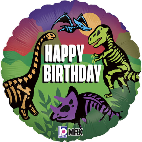 Dinosaur Fossil Happy Birthday Foil Balloon