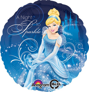 Disney Princess Blue Round Foil Balloon with Cinderella