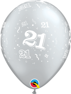 Qualatex Printed Latex  21st Silver Balloon