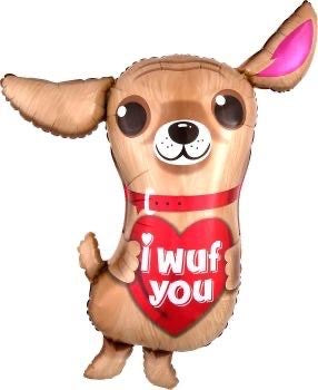 I WUF YOU DOG SUPER SHAPED FOIL BALLOON