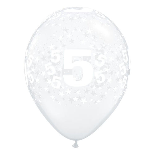 Number 5 Diamond Clear Latex Balloon