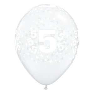 Number 5 Diamond Clear Latex Balloon