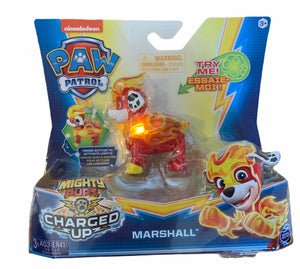Paw Patrol Mighty Pups Charged Up Marshall Figure Lights Up Mighty Marshall