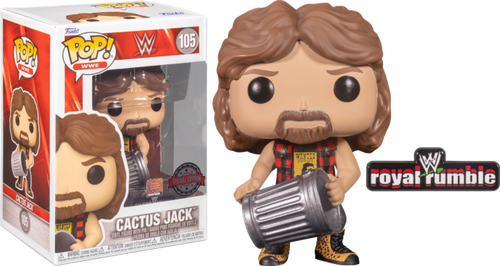 WWE - Cactus Jack with Trash Can Pop! Vinyl Figure with Enamel Pin! 105