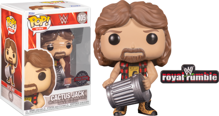 WWE - Cactus Jack with Trash Can Pop! Vinyl Figure with Enamel Pin! 105