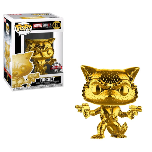 Marvel Studios - 10th Anniversary Rocket Raccoon Gold Chrome US Exclusive Pop Vinyl! 420