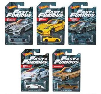 Hot Wheels Fast N Furious Themed Entertainment Set of 5 Diecast Cars