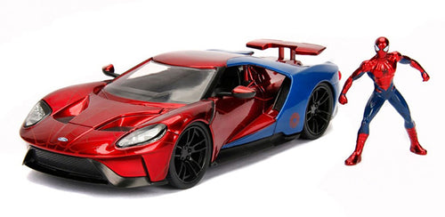 SpiderMan - 2017 Ford GT 1:24 Scale Hollywood Rides Metal Die-cast Vehicle*