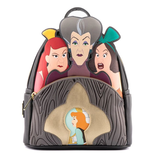 Disney Villains - Lady Tremaine, Anastasia & Drizella Scene 10” Faux Leather Mini Backpack