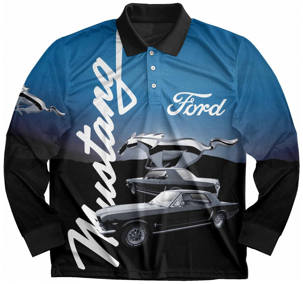 Ford Long Sleeve Sports Polo Ford Mustang L *