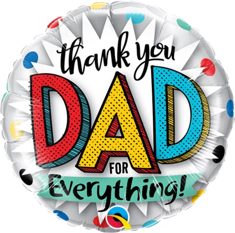Thank You Dad for Everything! Foil Balloon 23cm Air filled